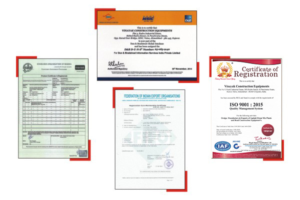 Iso Certificates of road construction machinery